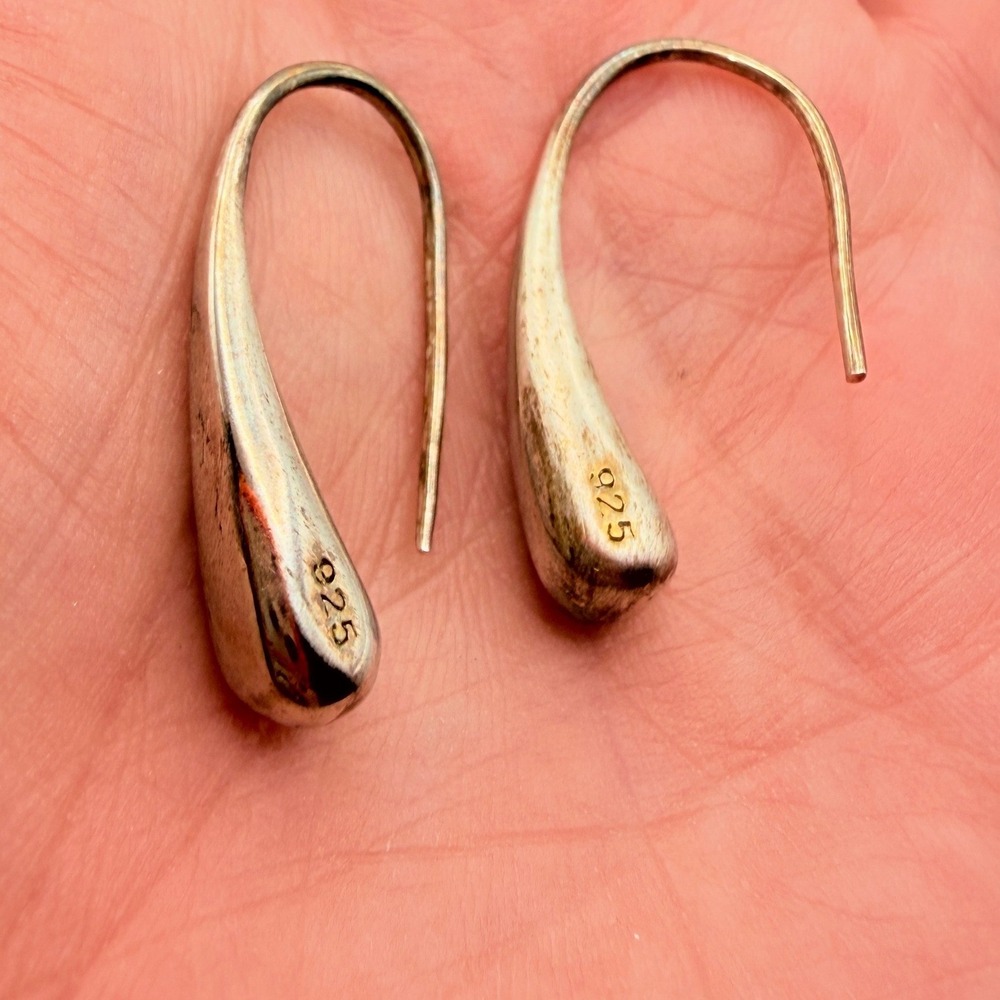Sterling Silver 925 Teardrop Dangle Earrings Women OS Silver Good Minimalist